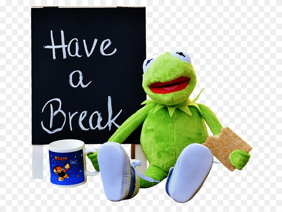 Kermit Cup Drink Coffee Break Coffee Break Sjov Pause, Toy, Beverage, Coffee Cup, Food Free Transparent Png