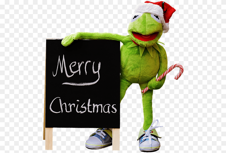 Kermit Frog Isolated Christmas Santa Hat Cute Kermit Christmas, Clothing, Footwear, Shoe, Sneaker Free Png Download