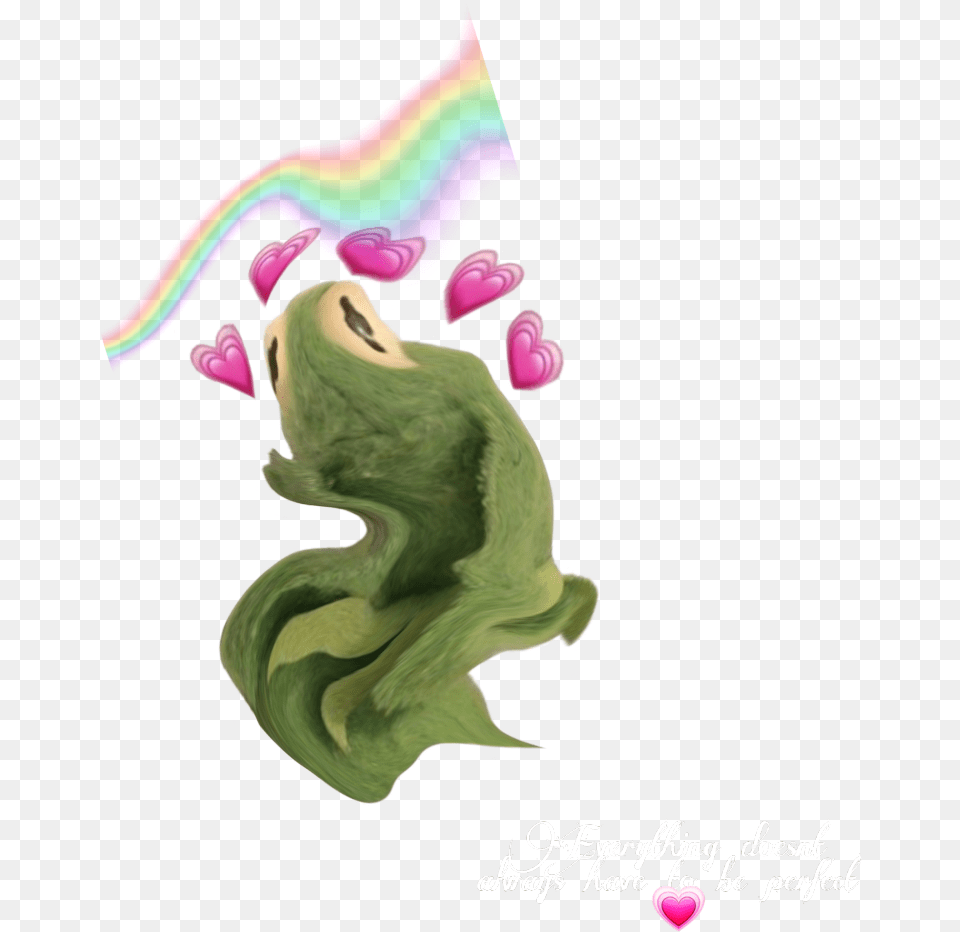 Kermit Notperfect Rainbow Hearts True Frog, Amphibian, Animal, Art, Bird Png