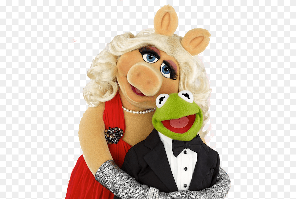 Kermit The Frog And Miss Piggy Kissing Muppet Valentines, Accessories, Tie, Toy, Formal Wear Png Image