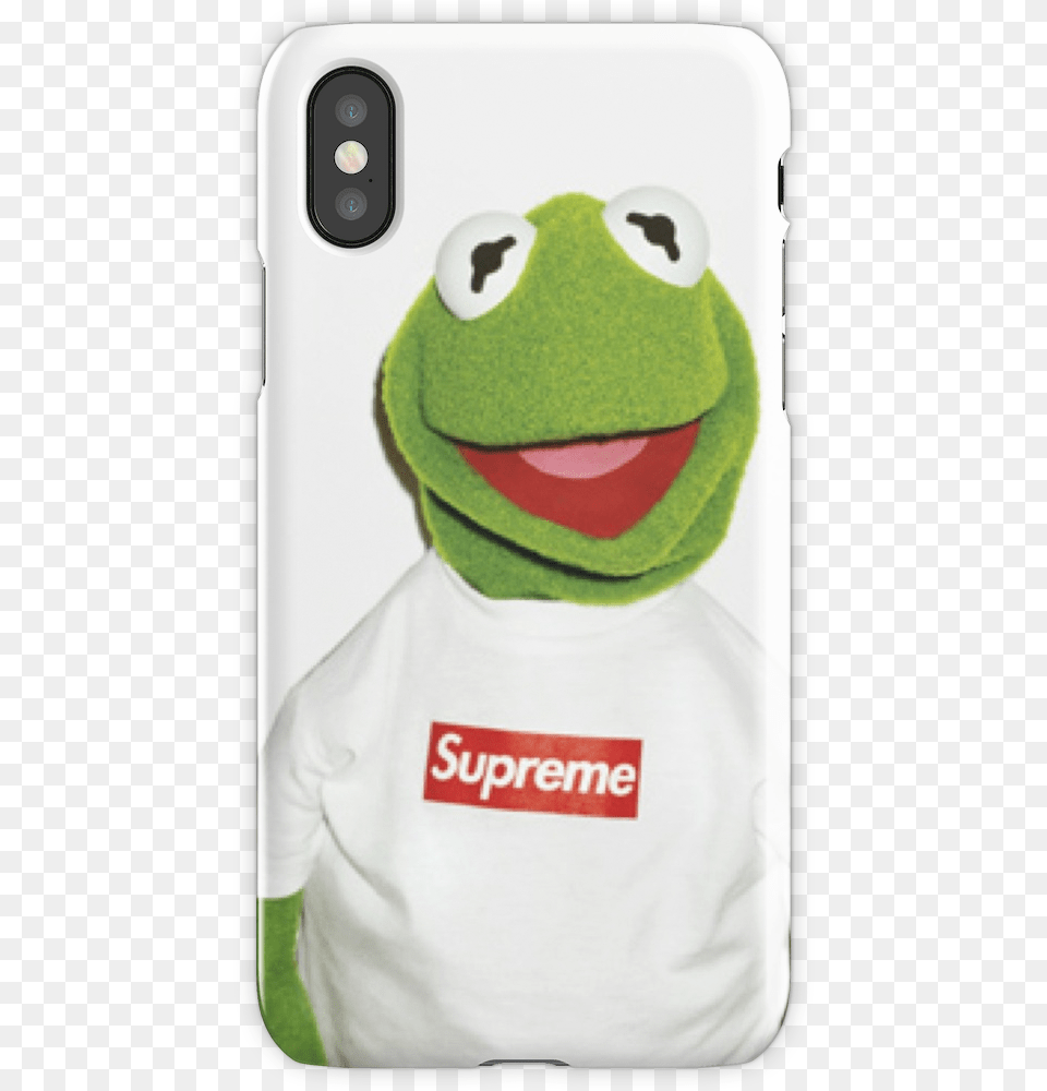 Kermit The Frog Box Logo Iphone X Snap Case Kermit The Frog Wearing Supreme Shirt, Plush, Toy, Electronics, Mobile Phone Png