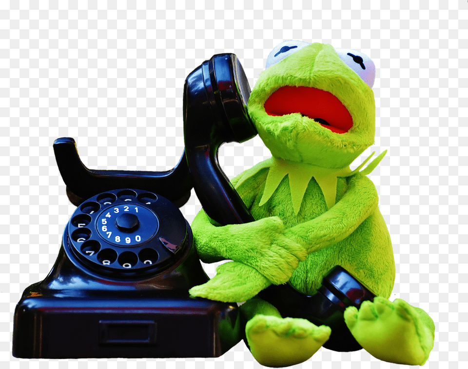Kermitfrogphonefigurefunny Free From Needpixcom Kermit The Frog On The Phone, Electronics, Toy Png