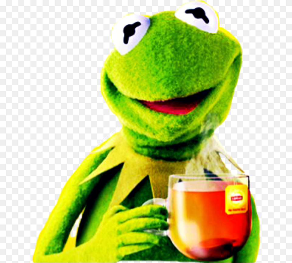Kermitthefrog Kermit Lipton Icedtea Green Frog Sticker, Plush, Toy, Cup, Beverage Png Image