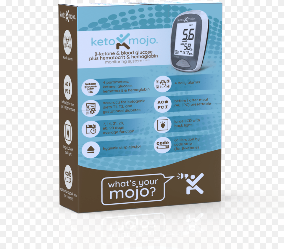 Keto Mojo Blood Ketone And Glucose Testing Meter Kit, Advertisement, Poster, Computer Hardware, Electronics Png