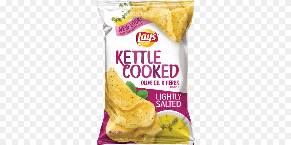 Kettle Cooked Lightly Salted Olive Oil Herbs Lays Olive Oil And Herbs, Bread, Food, Snack Png Image