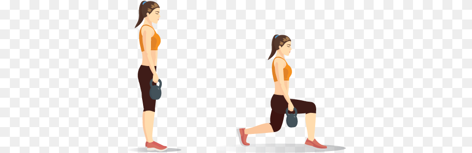 Kettlebell Lunges, Person, Kneeling, Adult, Woman Free Png