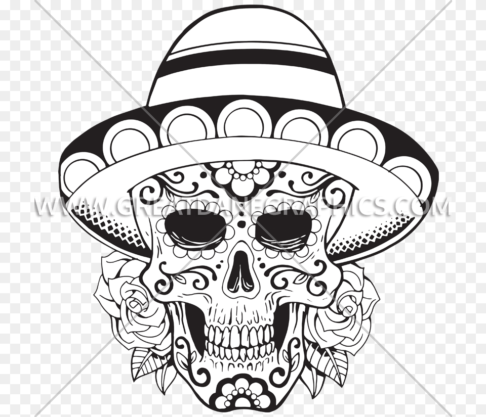 Kettlebell Vector Sugar Skull Sugar Skull Clipart Black And White, Clothing, Hat, Art, Sombrero Free Transparent Png