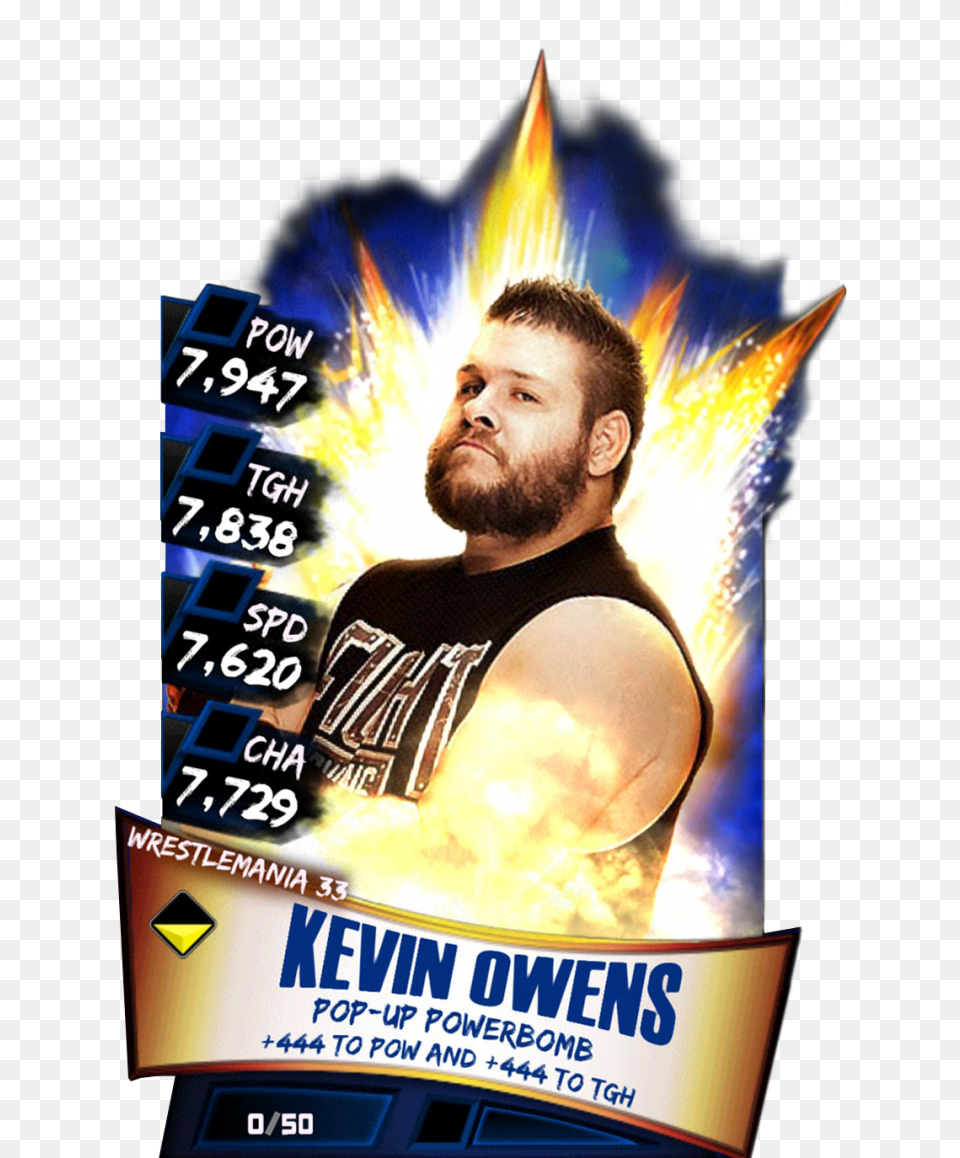 Kevinowens S3 14 Wrestlemania33 Becky Lynch Wwe Supercard, Advertisement, Poster, Adult, Male Free Png