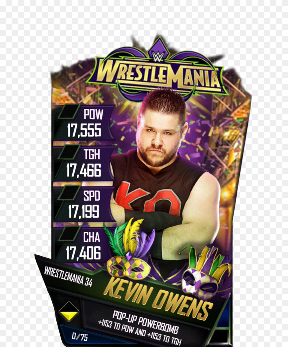 Kevinowens S4 19 Wrestlemania34 Wwe Supercard Wrestlemania, Advertisement, Poster, Adult, Male Free Png Download