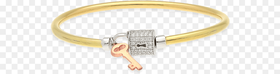 Key To My Heart Lock Bangle Tricolor Gold Bangle, Accessories, Jewelry, Bracelet Free Transparent Png