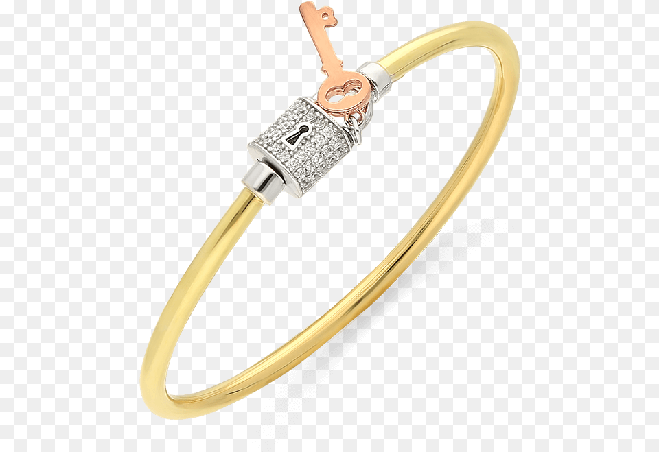 Key To My Heart Lock Bangle Tricolor Gold Diamond, Accessories, Bracelet, Jewelry, Ring Png Image