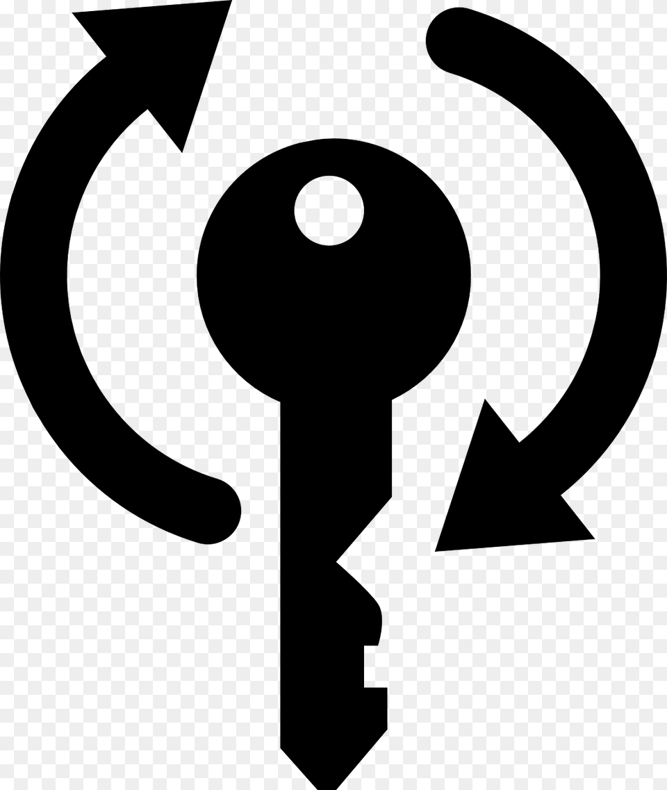 Key Turning Unlock Lock Security Black Silhouette Public Domain Key Icon, Gray Png