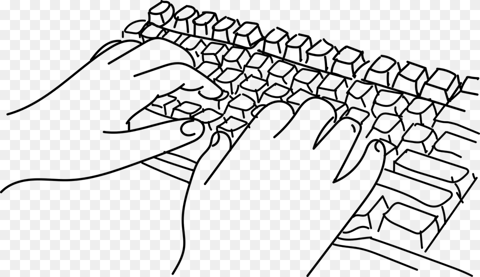 Keyboard Hands Computer Free Photo Hands On Keyboard Drawing, Gray Png