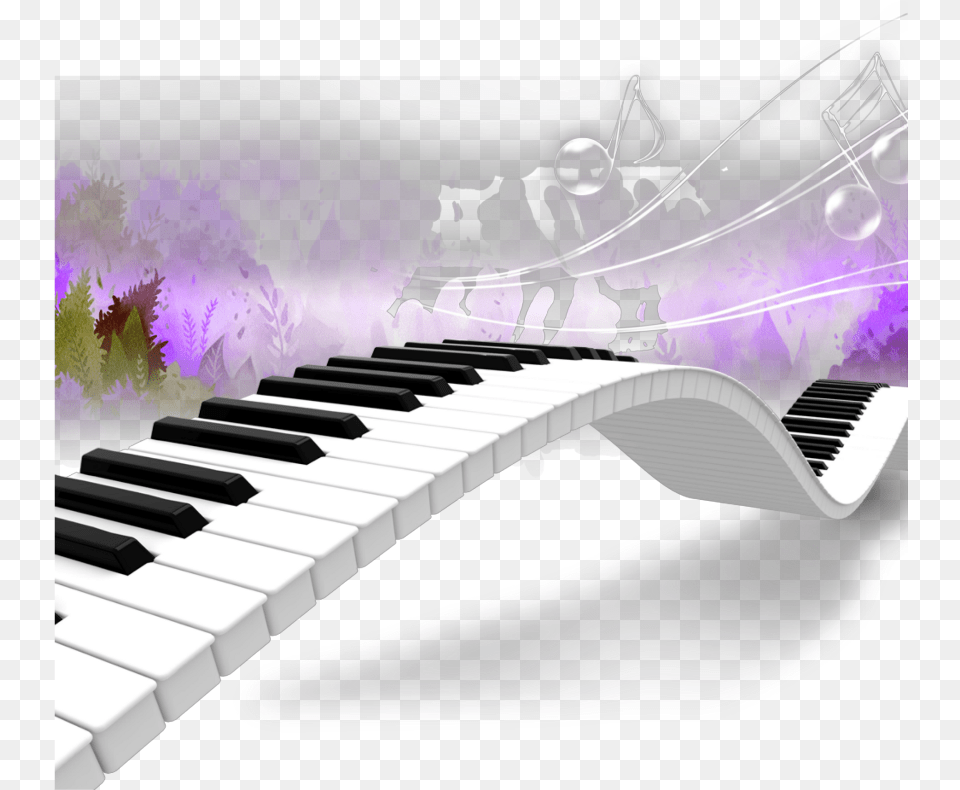 Keyboard Music Dancing Notes Musicnotes Purple Piano Keyboard, Musical Instrument Png