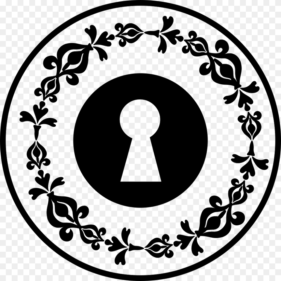 Keyhole Circle With Circular Elegant Floral Design Circular Keyhole, Stencil, Ammunition, Grenade, Weapon Free Transparent Png