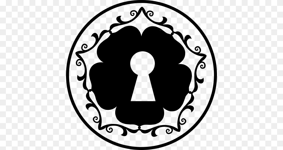 Keyhole In A Flower Shape Inside A Circle Icon, Gray Free Png Download