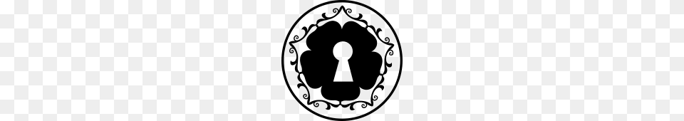 Keyhole In A Flower Shape Inside A Circle Icon, Gray Free Png