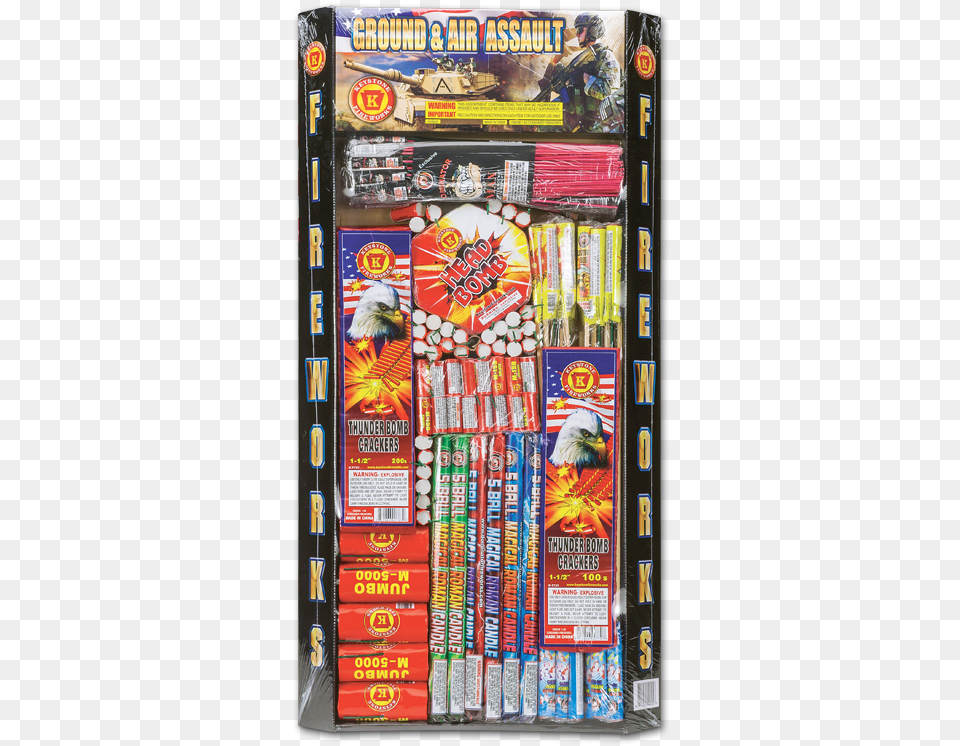 Keystone Fireworks Ground And Air Assault Assortment Educational Toy, Adult, Sweets, Person, Man Free Png
