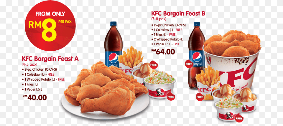 Kfc Bargain Feast Menu Kfc Bucket Malaysia, Food, Fried Chicken, Nuggets, Ketchup Free Png Download