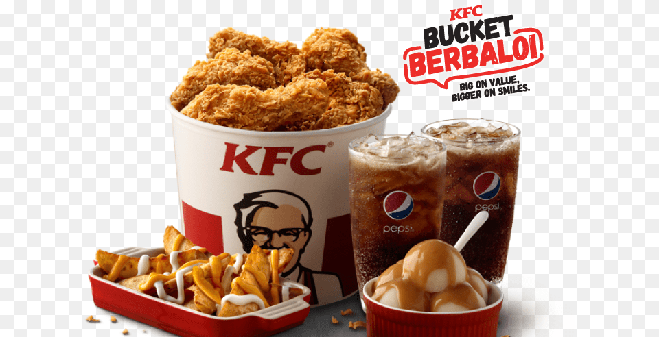 Kfc Bucket Berbaloi 2019, Fried Chicken, Food, Beverage, Soda Free Png
