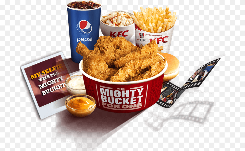Kfc Bucket For One, Food, Fried Chicken, Nuggets, Fries Free Png Download