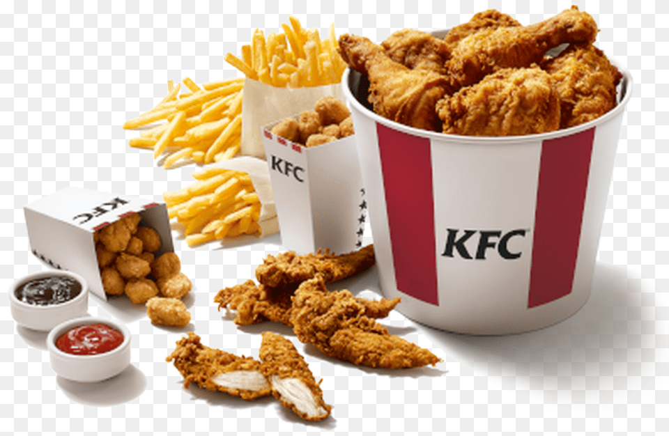Kfc Kfc Chicken Bucket Uk, Food, Fried Chicken, Ketchup, Nuggets Png Image