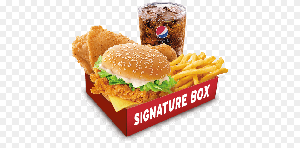 Kfc Signature Box, Burger, Food, Lunch, Meal Png