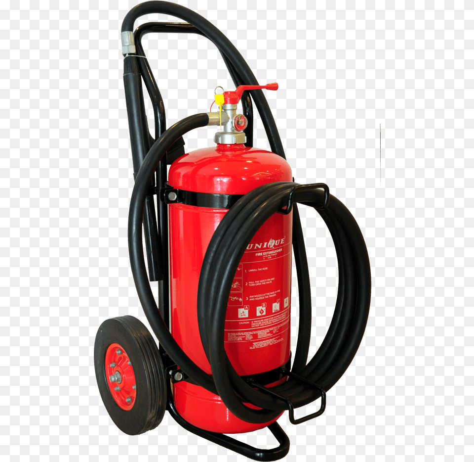 Kg Trolley Type Dry Powder Fire Extinguisher Trolley Fire Extinguisher, Cylinder, Machine, Wheel Free Png