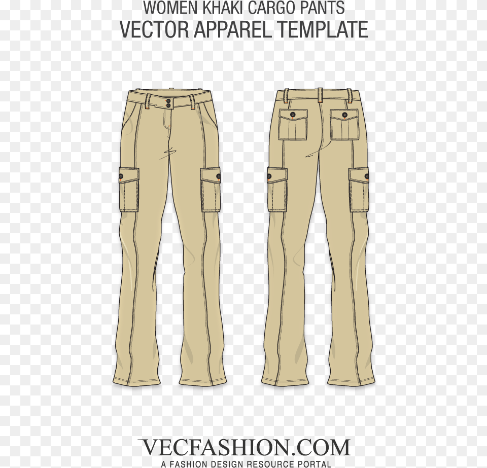 Khaki Cargo Pants Vector Template T Shirt Raglan Vector, Clothing, Accessories Free Png
