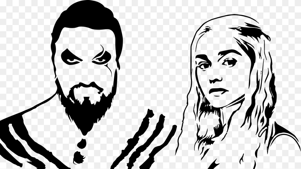 Khal Drogo Black And White, Stencil, Adult, Person, Woman Free Png Download