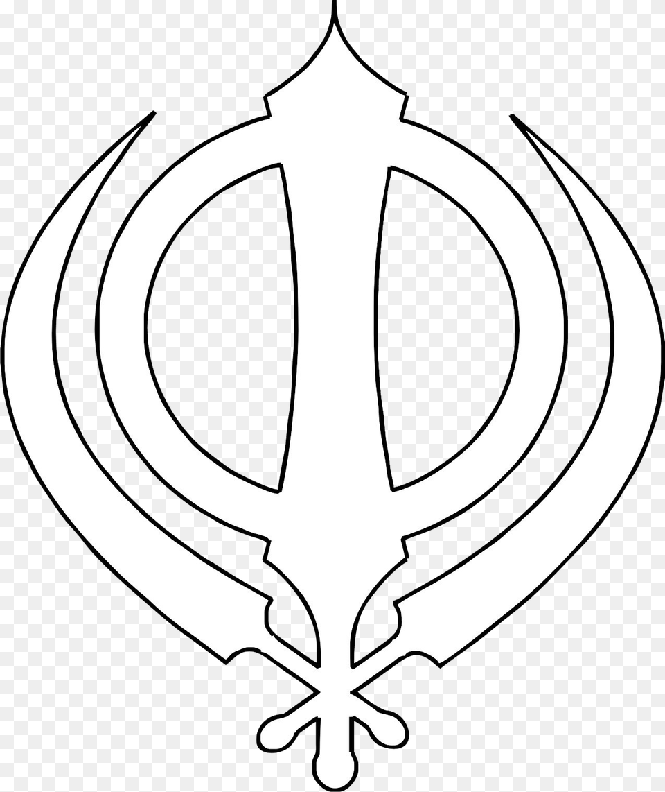 Khanda Symbol Image Khanda Symbol White Transparent, Weapon, Ammunition, Grenade, Emblem Png