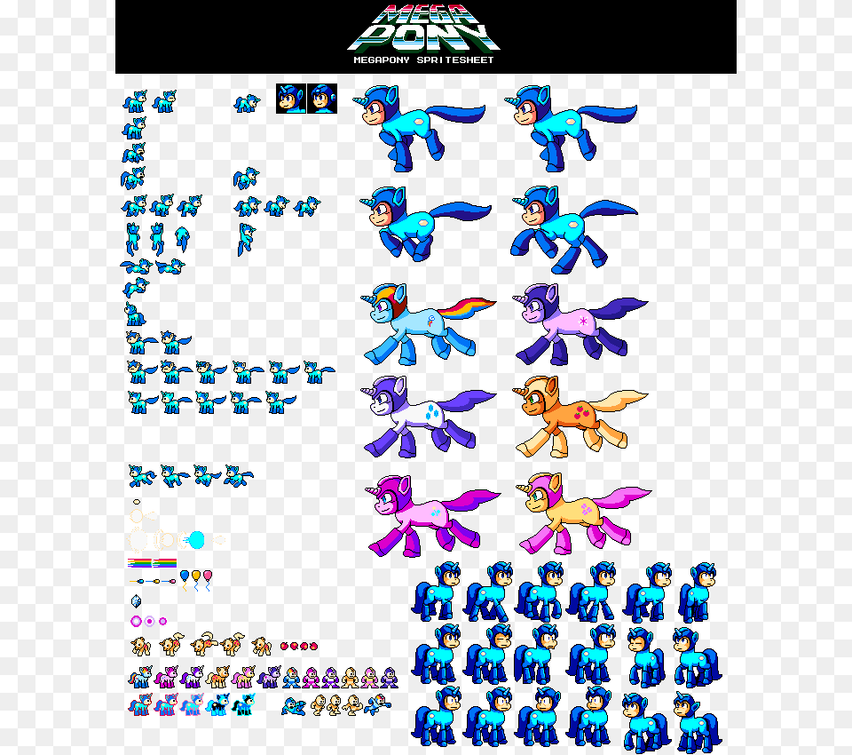 Khaomortadios Crossover Megaman Megapony Pixel Mega Pony Sprite Sheet, Baby, Person, Face, Head Free Transparent Png