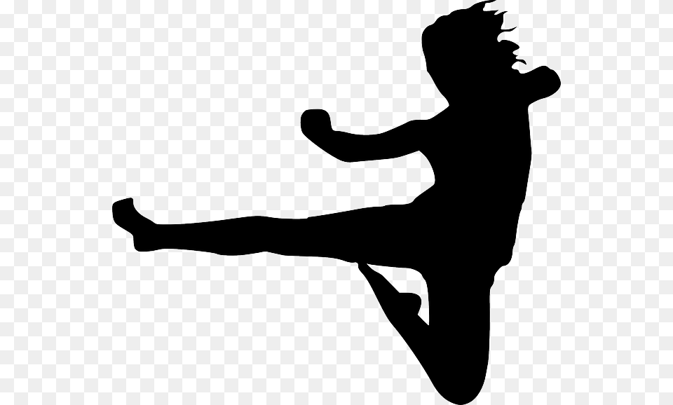 Kickboxing Karate Fight Girl Kick Sport Woman Karate Kick Clipart, Silhouette, Adult, Male, Man Png