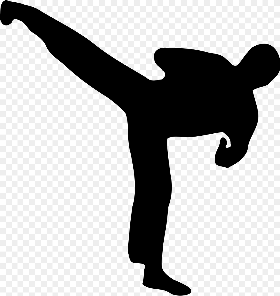 Kickboxing Silhouette Clip Art Kickboxer Silhouette, Gray Png Image