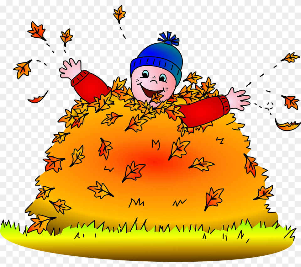 Kid In Leaves Clipart, Clothing, Hat, Tree, Plant Png Image