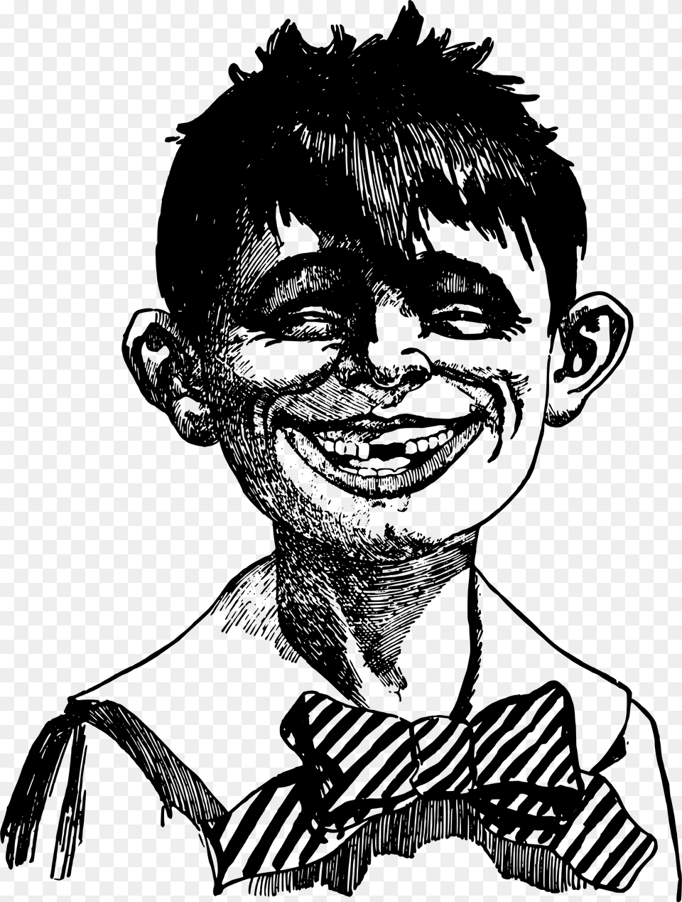 Kid Misssing Front Teeth Clip Arts Illustration, Gray Free Png