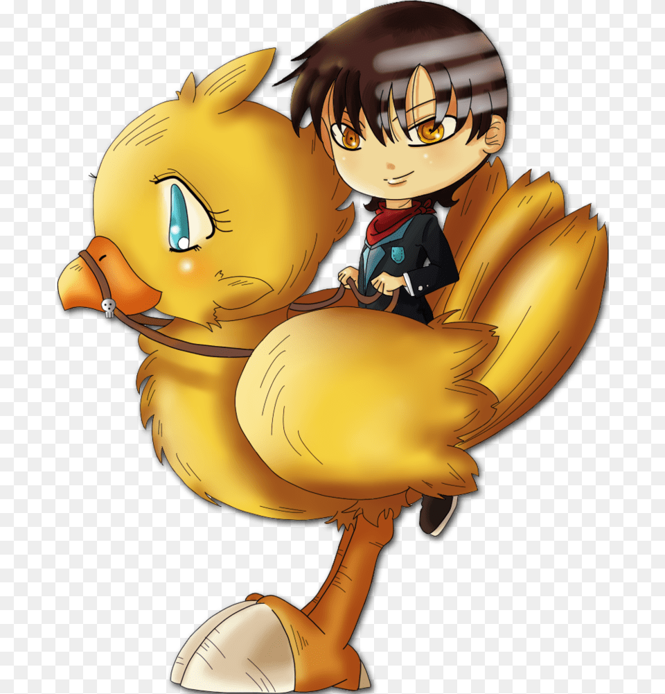 Kid On A Gold Chocobo39 By Suesanne Cartoon, Book, Comics, Publication, Baby Png