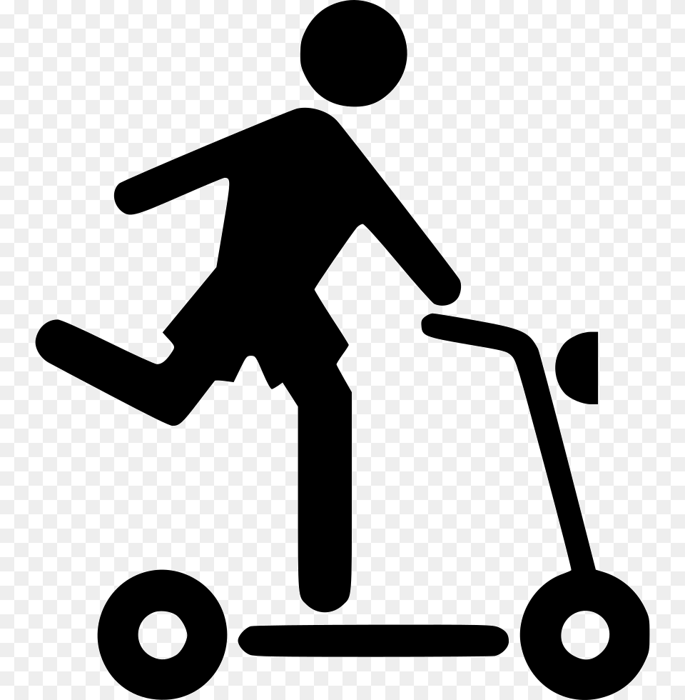 Kid Playing Boy Person Person On Scooter Icon, Silhouette, Device, Grass, Lawn Png Image