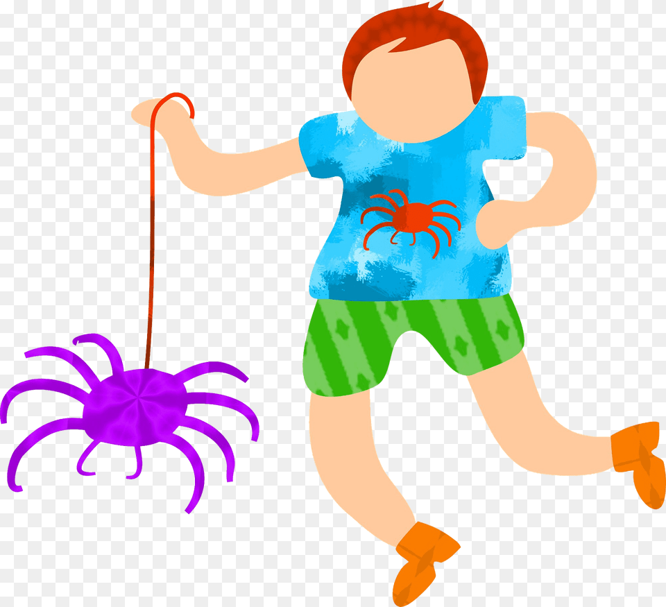 Kid Playing With Spider Clipart, Baby, Person, Clothing, Shorts Free Transparent Png