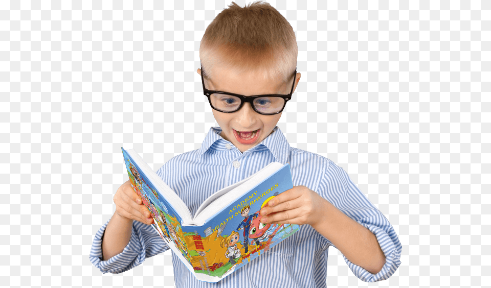 Kid Reading Academy For Health Superheroes Book Reading, Publication, Person, Boy, Child Free Transparent Png