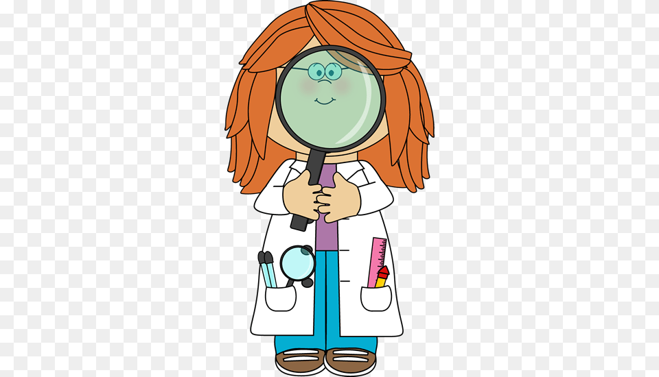 Kid Scientist And Giant Magnifying Glass Education, Clothing, Coat, Lab Coat, Baby Free Png