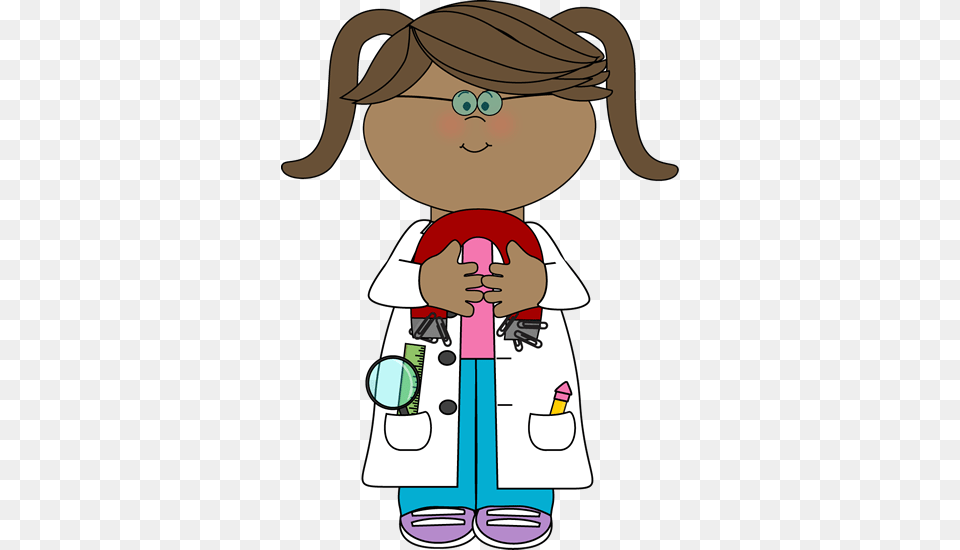 Kid Scientist With A Magnet Clip Art Kid Scientist Clipart, Clothing, Coat, Baby, Person Png Image