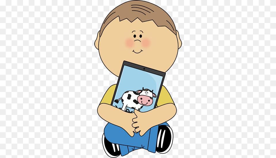 Kid Sitting With A Tablet Ipad Clipart, Person, Reading, Book, Publication Png Image
