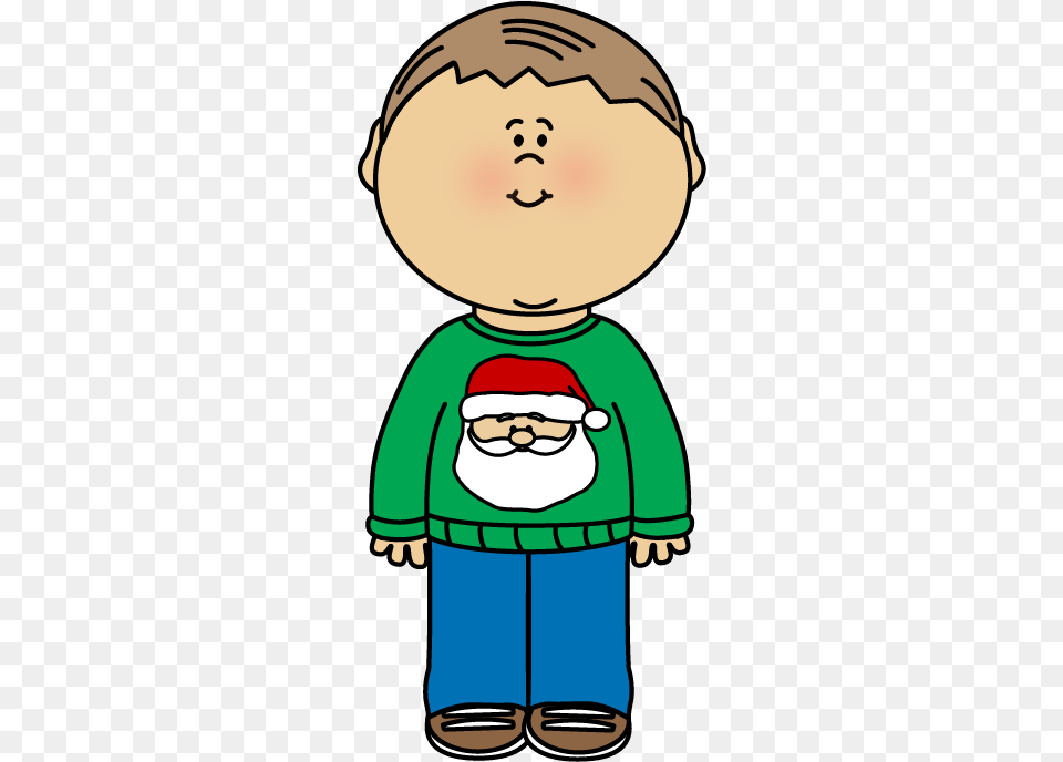 Kid Wearing A Christmas Sweater Clip Art Little Boy On Kids Christmas Sweater Clip Art, Baby, Person, Face, Head Free Png