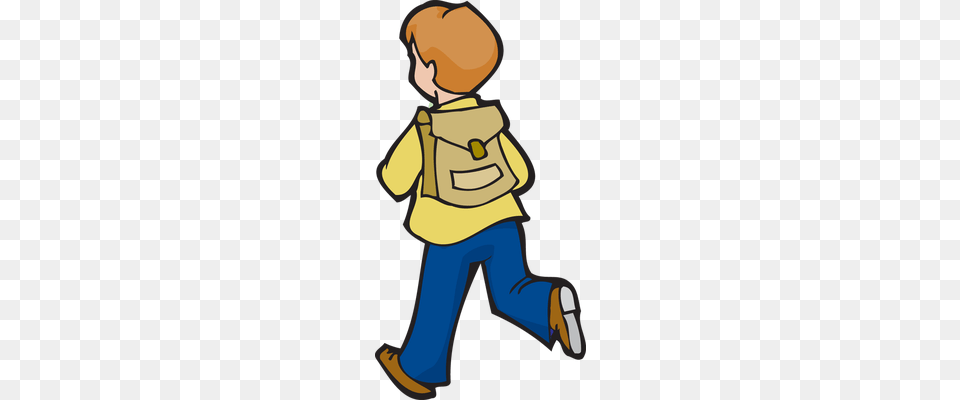 Kid With Backpack Clipart, Person, Walking, Clothing, Coat Free Png Download