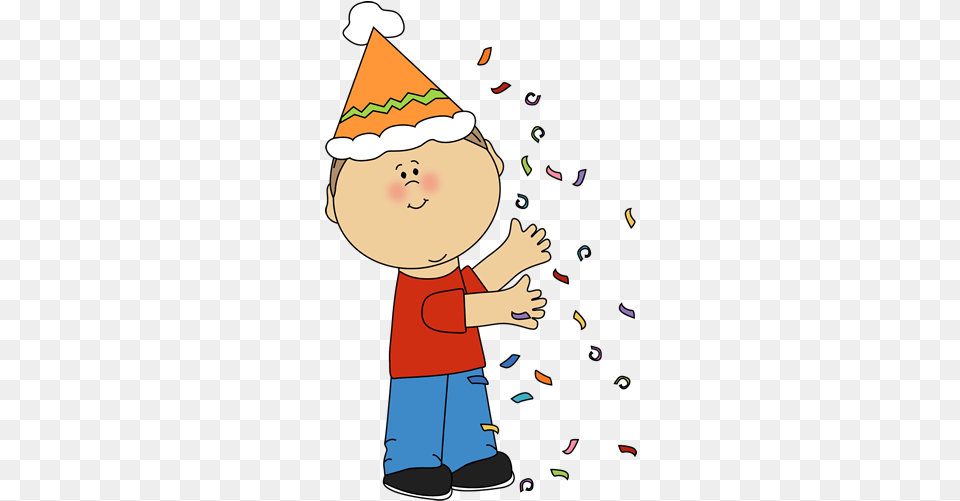 Kid With Birthday Confetti Dlpngcom Boy Birthday Clipart, Clothing, Hat, Paper, Baby Free Png