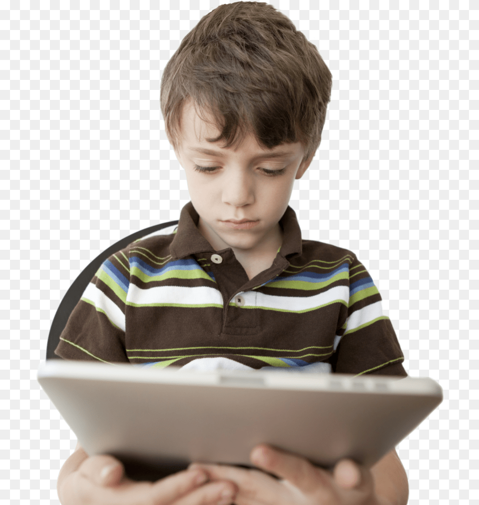 Kid With Ipad And Full Head Kid Addicted To Ipad, Reading, Computer, Electronics, Person Png Image