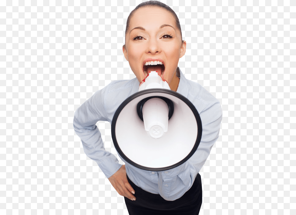 Kid Yelling Business Woman With Megaphone, Angry, Face, Head, Person Free Png Download