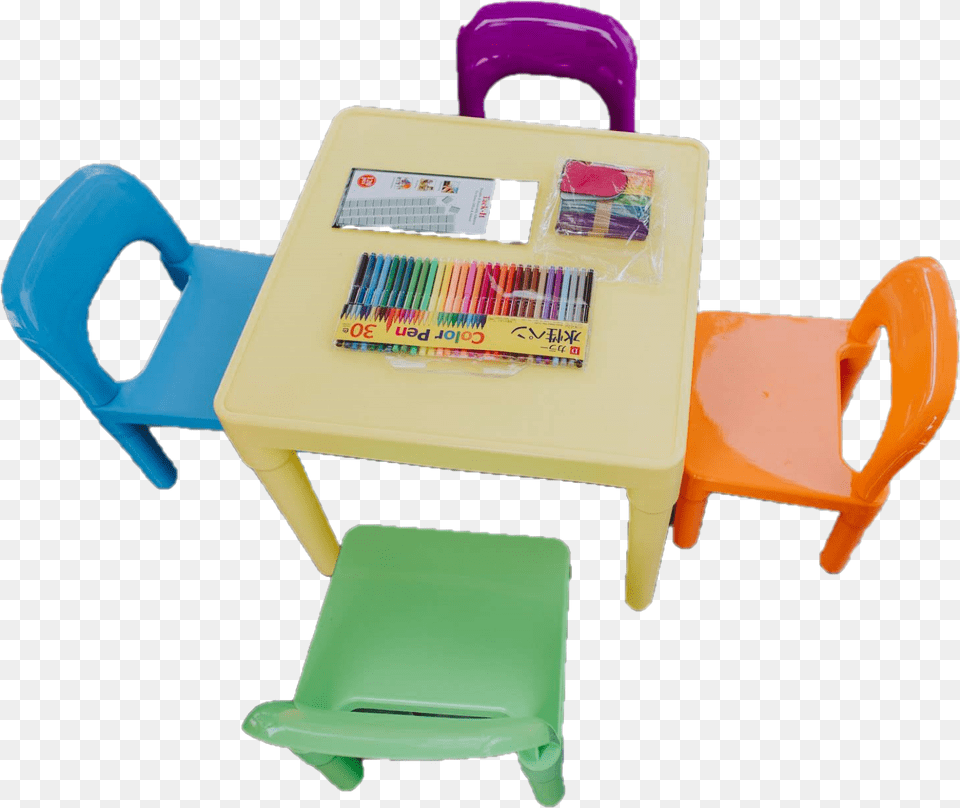 Kiddie Table And Chairs Chair, Plastic, Furniture Png Image
