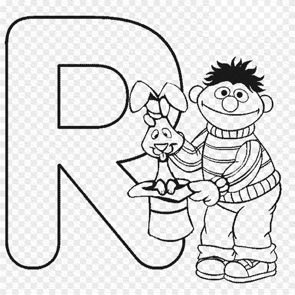 Kids Abc Coloring Pages Sesame Street R Coloring Sheet, Text, Symbol, Number, Art Free Png